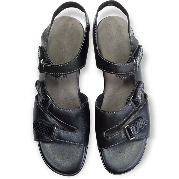 SAS Tabby Slingback Sandals Size 8.5 NARROW Black Leather Adjustable Comfort - Picture 2 of 11